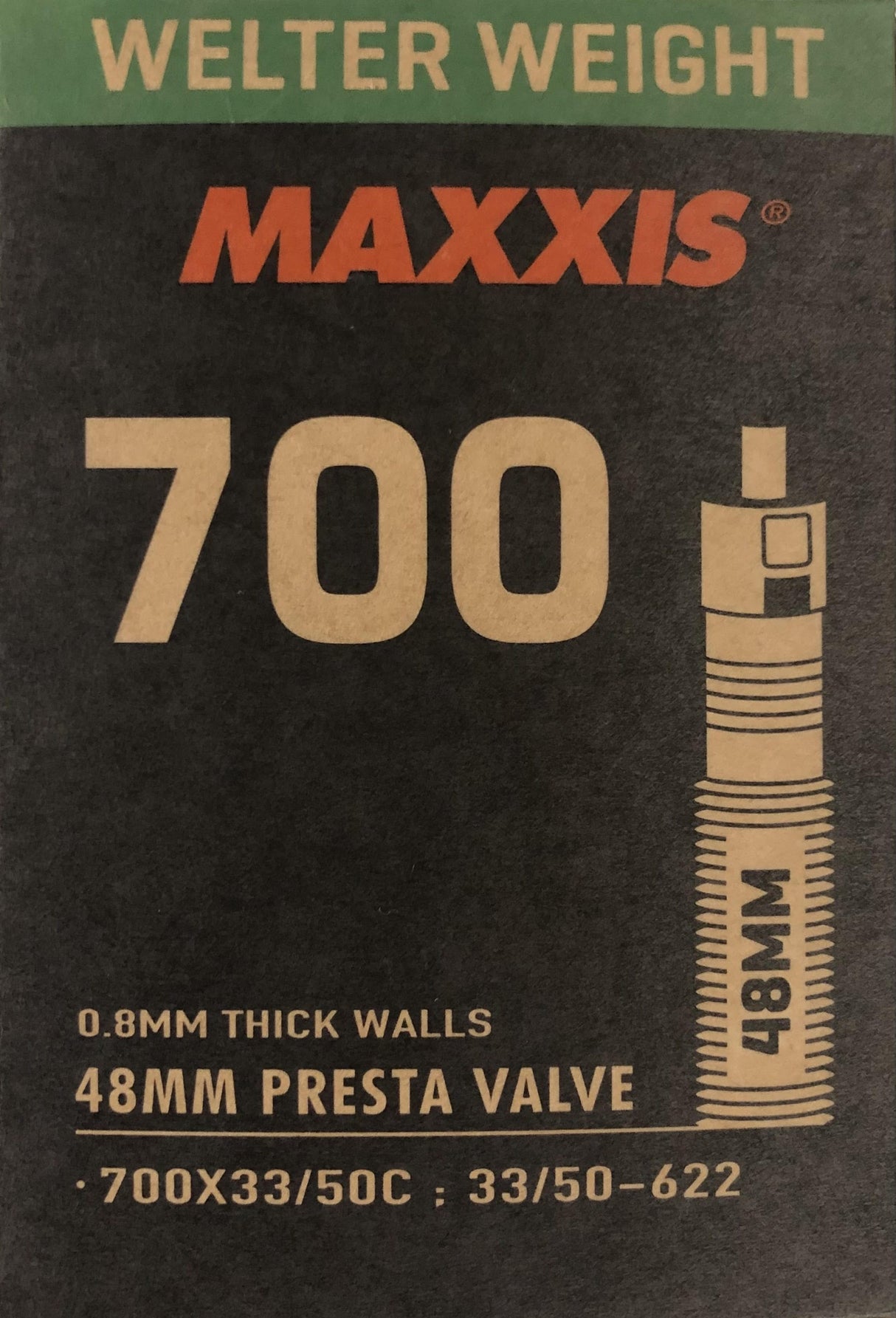 MAXXIS TUBE WELTER WEIGHT 700 X 33/50C PRESTA FV SEP 48mm