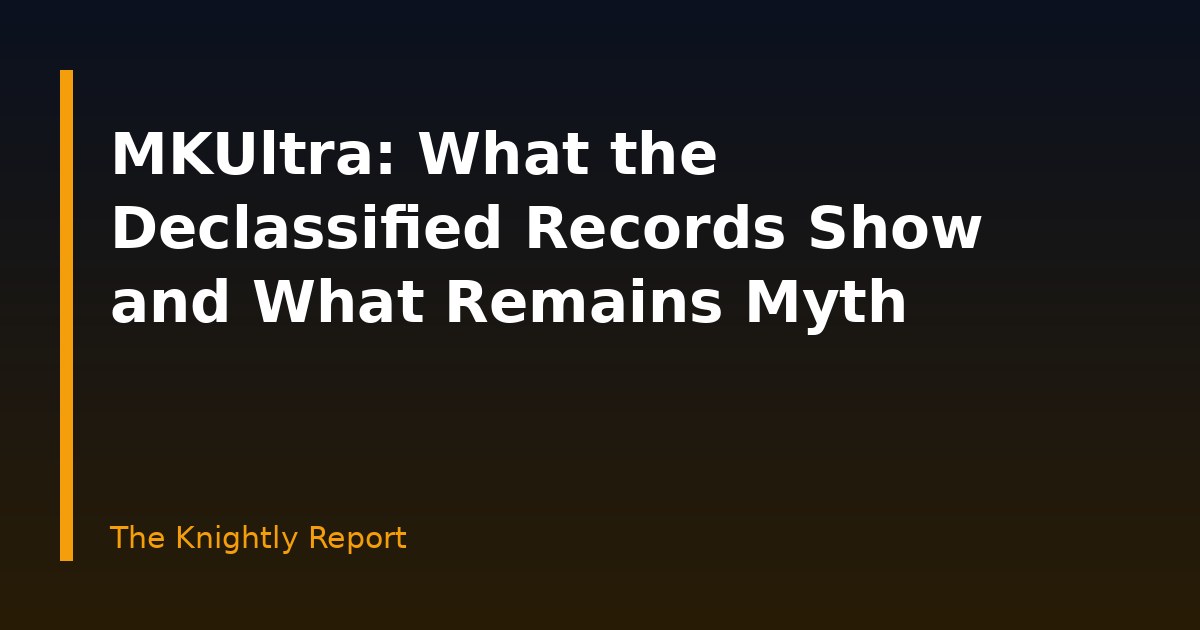 Illustration of a declassified file folder stamped MKUltra
