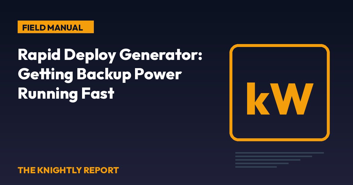Title card reading Rapid Deploy Generator with the symbol kW
